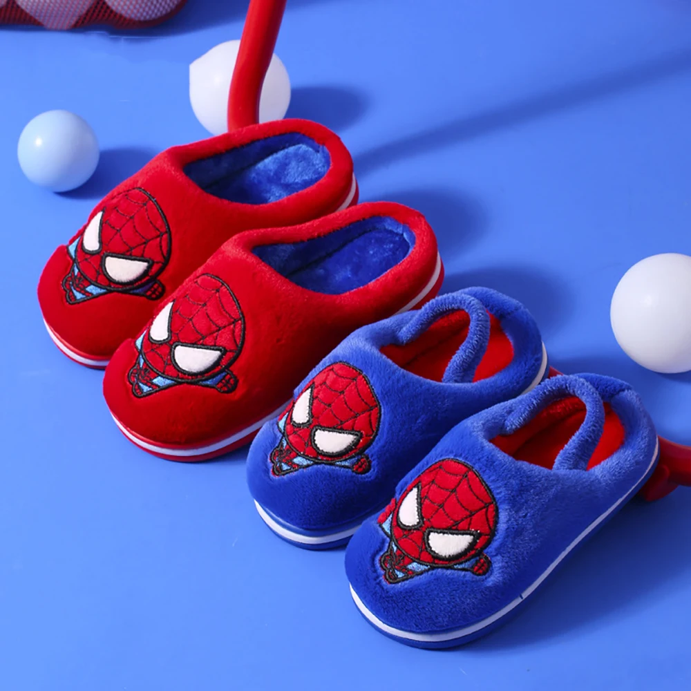 Детские хлопковые тапочки Marvel с мягкой подошвой для спальни зимние мальчиков