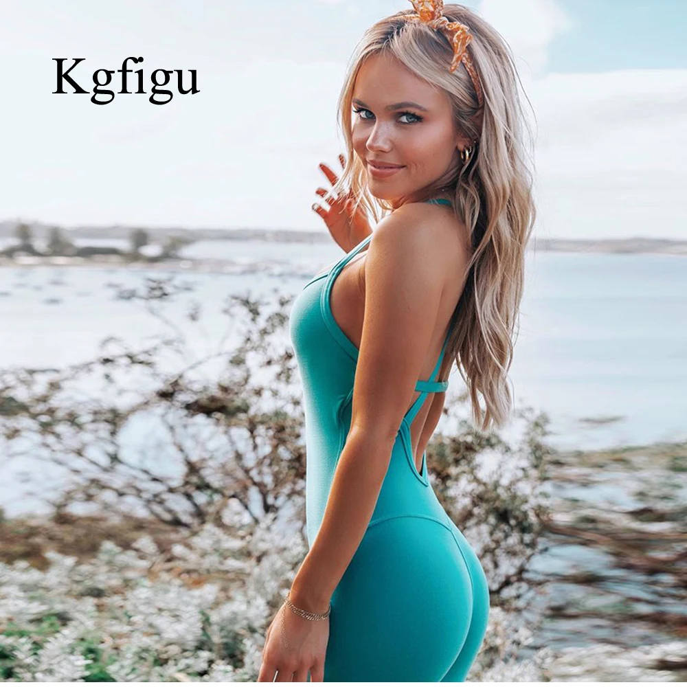 

Новинка 2021, стильный Облегающий комбинезон KGFIGU, женские Сексуальные Обтягивающие Комбинезоны без рукавов, милые комбинезоны, женские элега...
