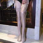 Чулки женские, 70D, из масляного силикона, с кружевом, высокие, нейлоновые, блестящие, длинные, вязаные, выше колена, шелковые