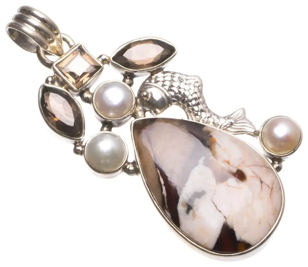 Натуральный Деревянный камень Penut дымчатый кварц речной жемчуг винтажный 925