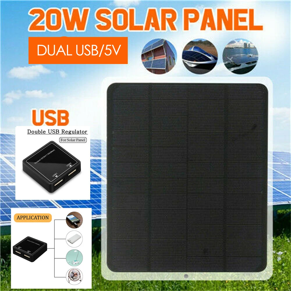 20 Вт DC 5 В солнечная панель монокристаллическое солнечное зарядное устройство с