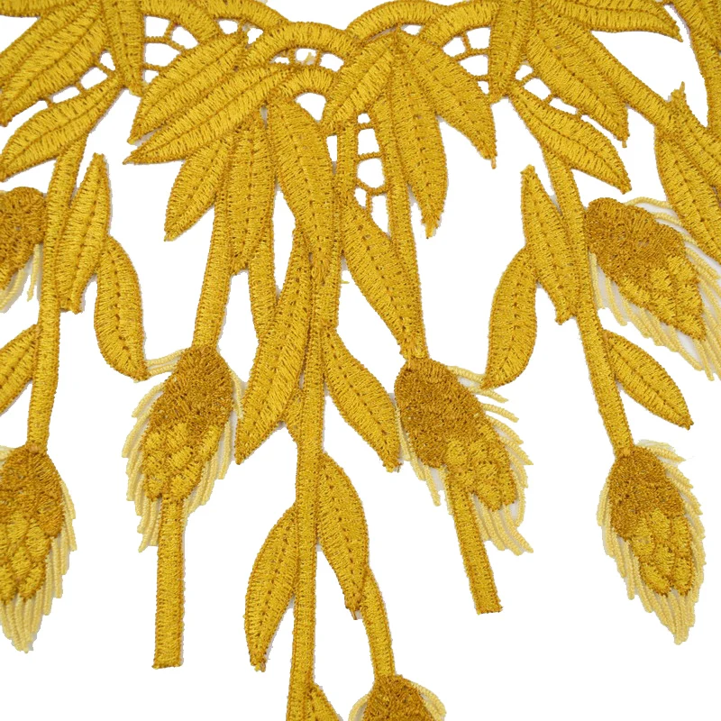 1 шт. украшенный желтыми перьями вышивка большой кружевной воротник тканевый DIY