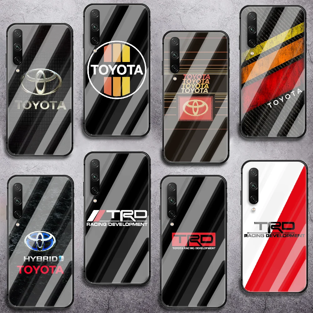 

Car Toyota TRD Phone Tempered Glass Case Cover For huawei honor 7 8 9 10 20 A X S lite i pro Black Cover Hoesjes Etui