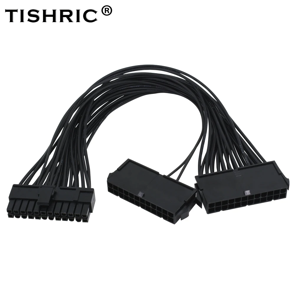 1-10Pcs TISHRIC Three Dual PSU Cable Adapter ATX 24Pin Power Supply Extension Sync ADD2PSU Starter Extender For Miner Mining