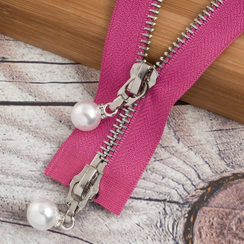 roseredsilver120cm 1 шт. 85 см 120 см 5# жемчужная металлическая молния экологически чистое открытое пальто куртки застежки-молнии для шитья одежды молнии DIY ремесло KY969 - Цвет: roseredsilver120cm