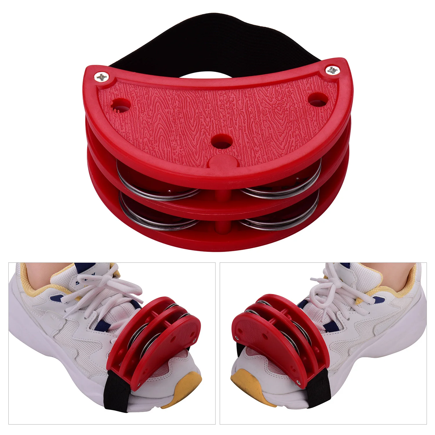 

ABS Foot Jingle Tambourine Percussion Instrument Accessories with Stainless Steel Jingle Bell for Musicians Singers