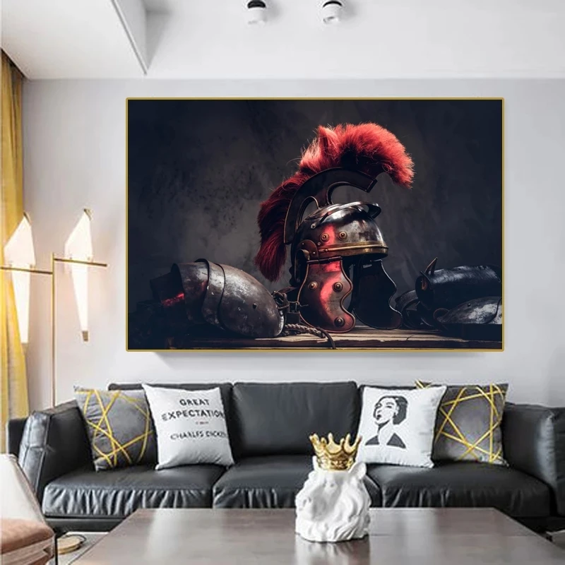 

Spartan Warrior Helmet Canvas Painting Movie Picture Home Decor Painting Poster HD Prints Wall Art Modular Living Room