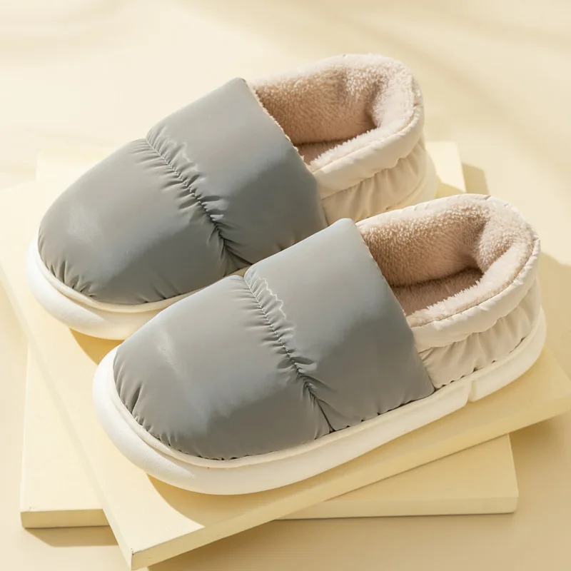 Women Slippers Winter Home Indoor Bathroom Couples Slippers Cotton Shoes EVA Outdoor Thermal Down Boots Women Thick Platform