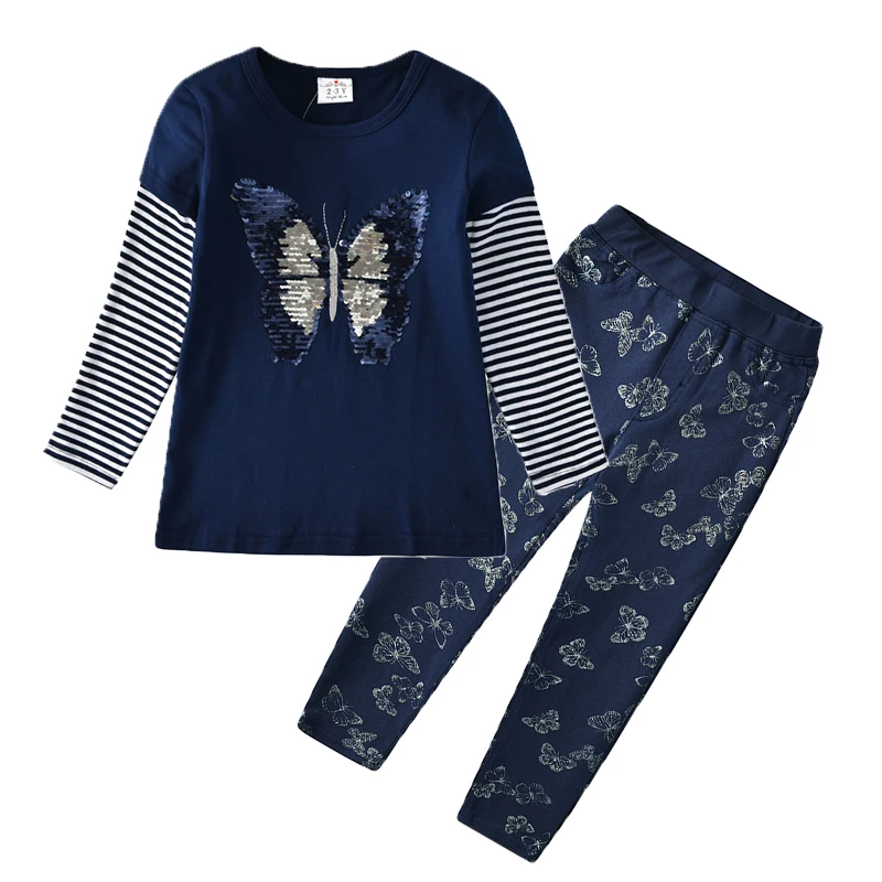 Комплект одежды для девочек DXTON 2020 радужная футболка с леггинсами Топ длинным