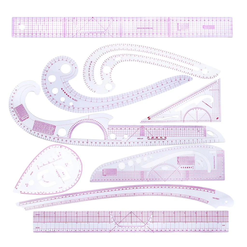 9pcs French Curve Straight Ruler Set For Tailor Dressmaking Clothing Design | Дом и сад