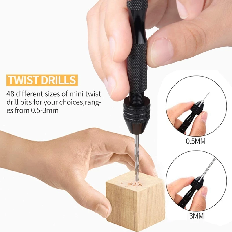 

Hot 62 Pieces Pin Vises Hand Drill Bits, Mini Twist Drill Bits Set Pin Vice Rotary Tools with Carving Clamp