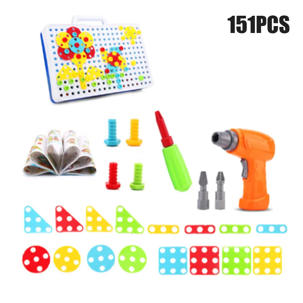151pcs Новая электрическая отвертка DIY Развивающие игрушки дрель игра строительный конструктор для детей дизайн - Цвет: 151pcs