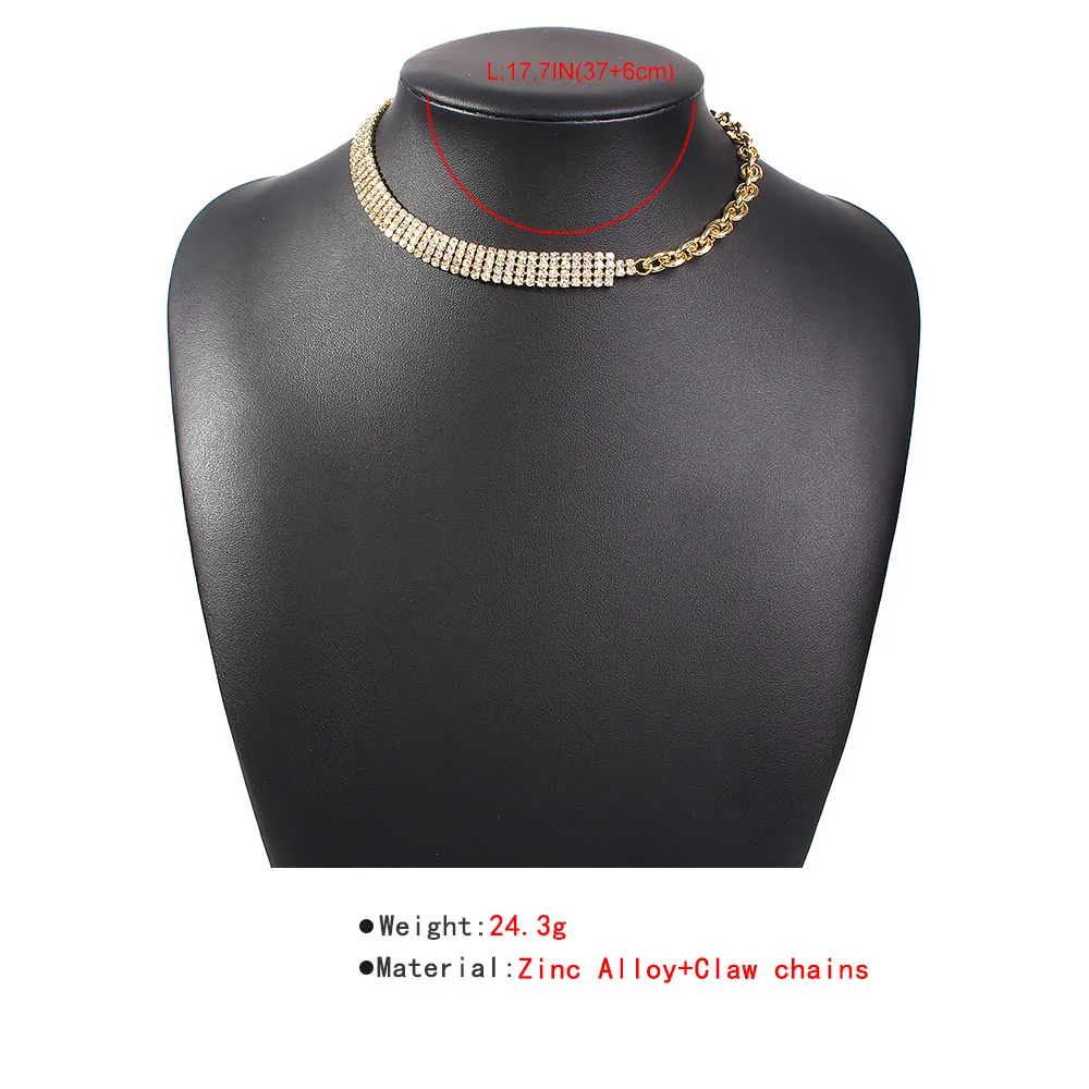 Роскошные хрустальные стразы ожерелье чокер для женщин золотой цвет кубинская