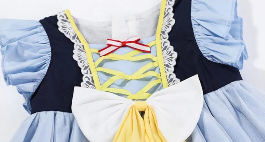 Детская одежда летнее милое кружевное платье без рукавов с бантом и вышивкой