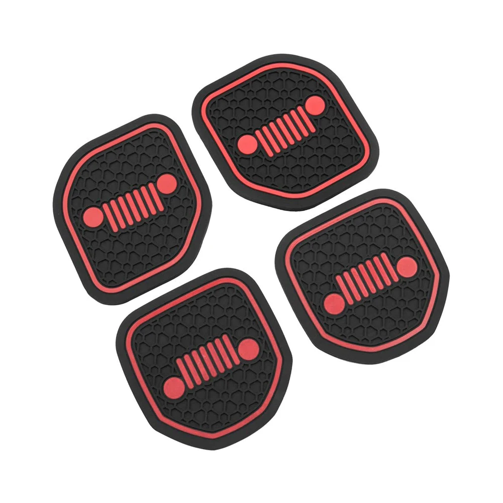 

4PCS Car Interior Cup Holder Pad Set Round Auto Cup Holder Insert Drink Coaster for 18-19 Jeep Wrangler JL JLU 2020 Gladiator JT