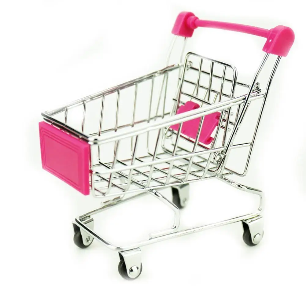 

baby pretend toy Supermarket Hand Trolley Mini Shopping Dollhouse Toy Cart Storage Furniture Decoration Desktop Accessories W6K3