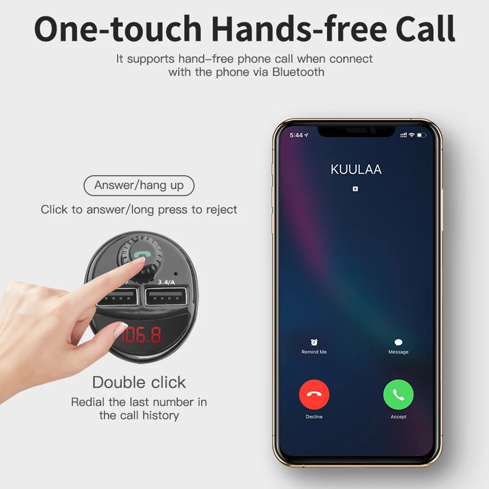 Автомобильное зарядное устройство FM-передатчик Bluetooth автомобильный аудио