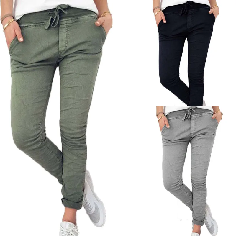 

Women Pencil Pants hight Waist Drawstring pants Hugging Slim tousers Pencil Pants Summer New