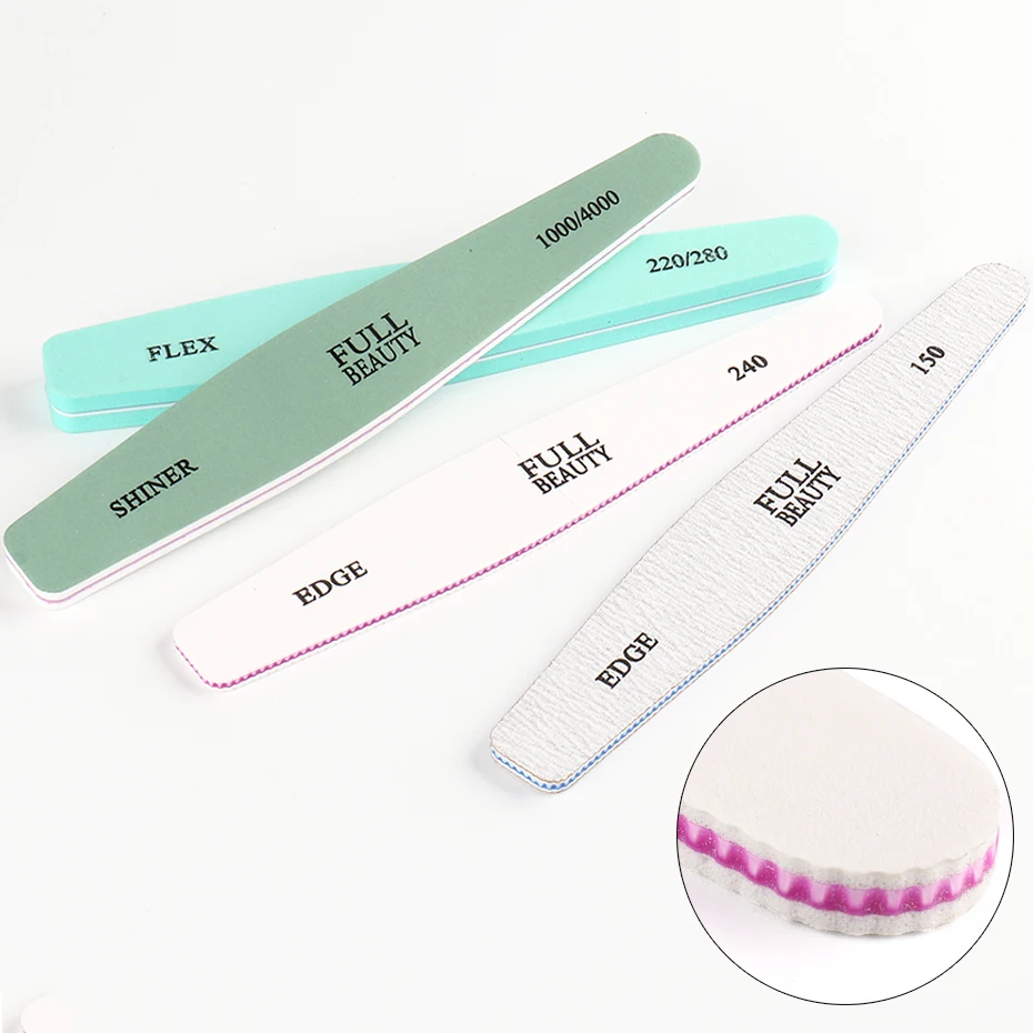 1 Набор пилок для ногтей профессиональный полировщик Губка двойной размер