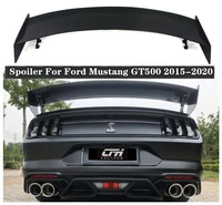high quality abs resin carbon fiber rear trunk lip spoiler wing fits for ford mustang gt500 2015 2020 gt style