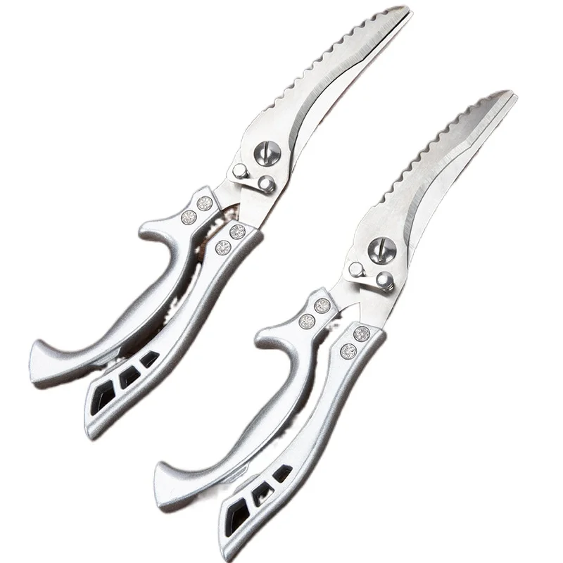 

Kitchen Scissors Duck Knives Chicken Bone Fish Meat Cutter Shears Stainless Steel Scale Safety Buckle Cooking Poultry Culinary