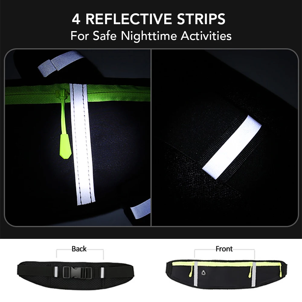 

Outdoor Pack Ultralight Running Belt Bag with Reflective Strips Water-repellent Waist Bag with Earphone Jack Water-repllent