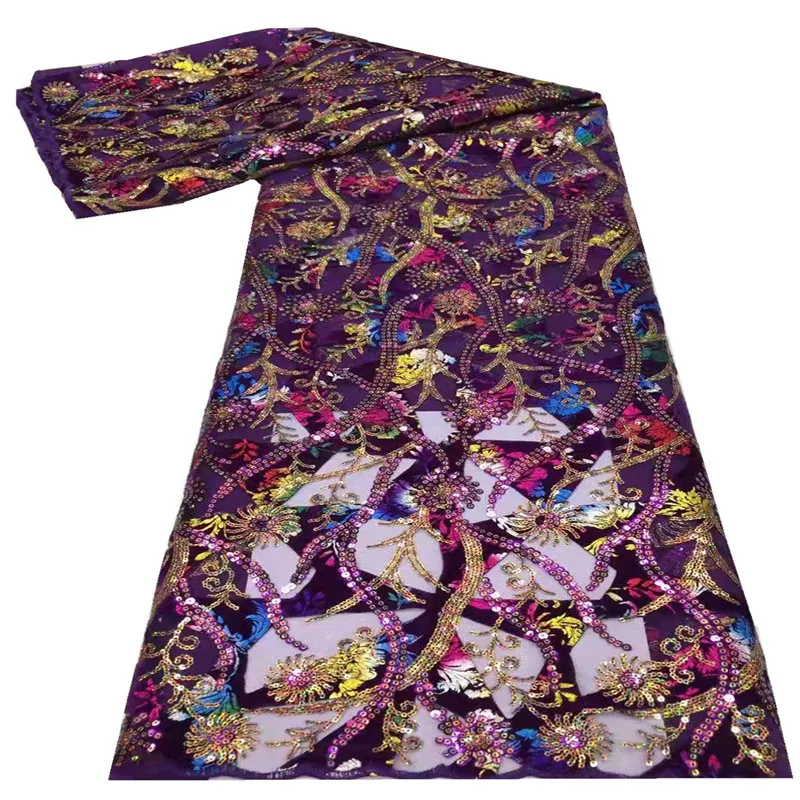 

African Sequins Lace Fabric 2021 High Quality Lace French Lace Fabric Sewing Nigerian Lace Fabrics For Dress XC-175