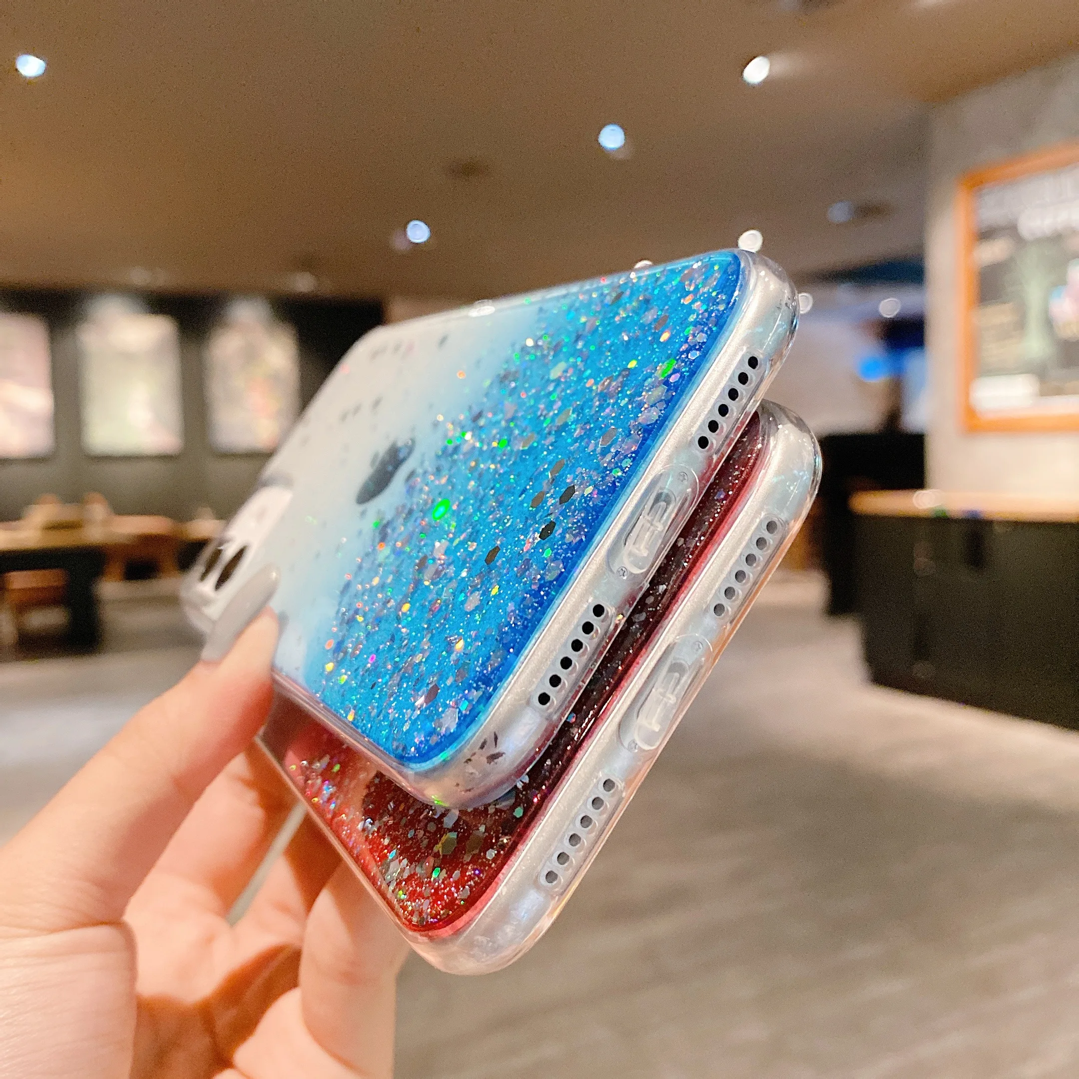 TPU Transparent Glue Gradient Phone Case For iPhone 11 12 13 14 Pro Max Mini 14PS XS Max XR 8 Plus Dust-proof Mobile Phone Shell