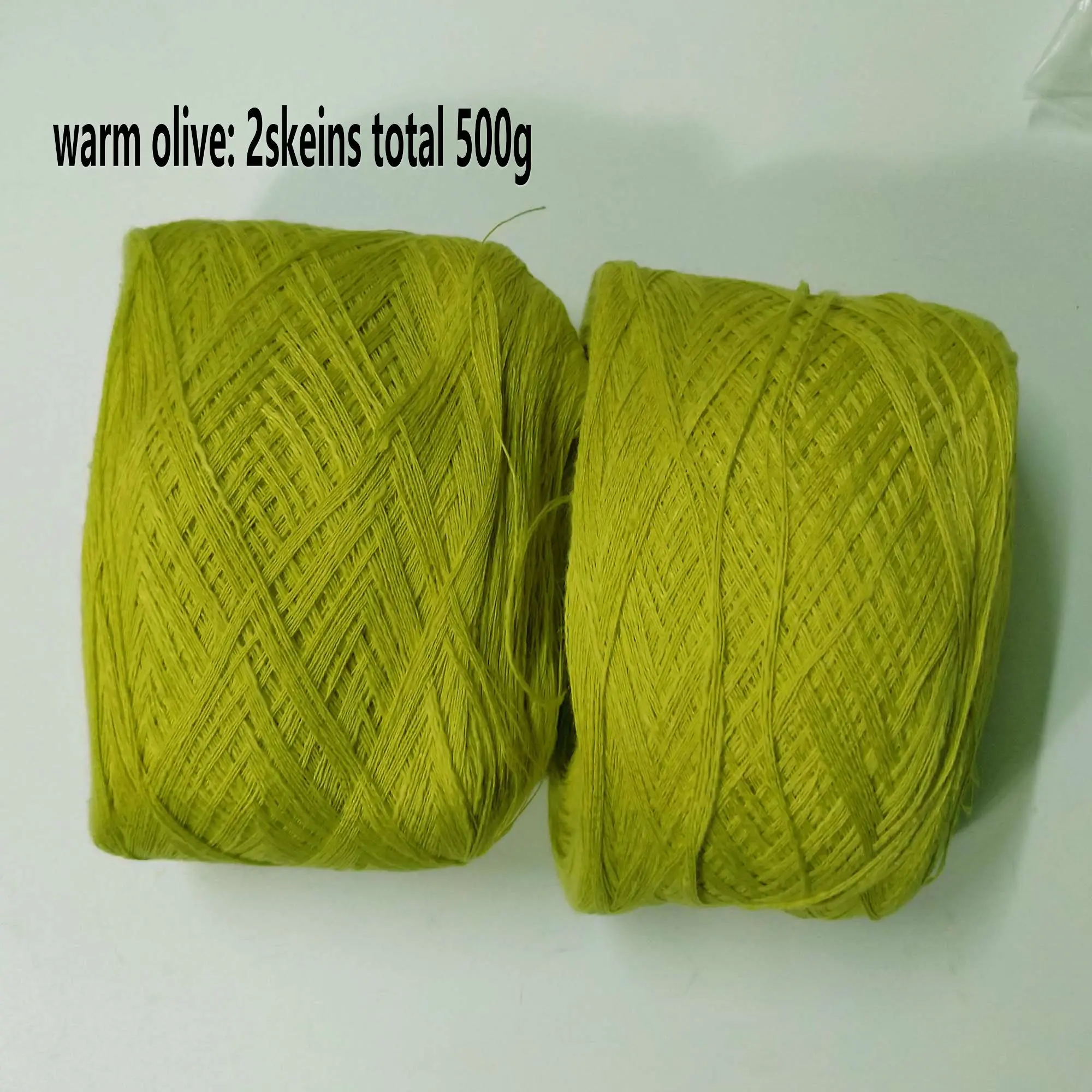 warm olive 500g 500 грамм чистой льняной пряжи 3 слоя DIY вязание крючком и вязание белый синий натуральный цвет на продажу - Цвет: warm olive 500g