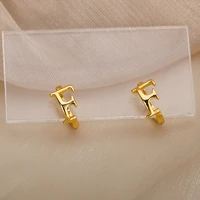 stainless steel letter hoop earrings for women men round initial letters earrings christmas ear ring jewelry gift 2021 bff
