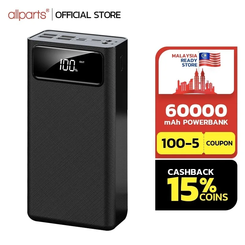 

60000mAh Powerbank Full Capacity 4 USB Charge Ports PD Fast Charging Power bank LED Digital Display