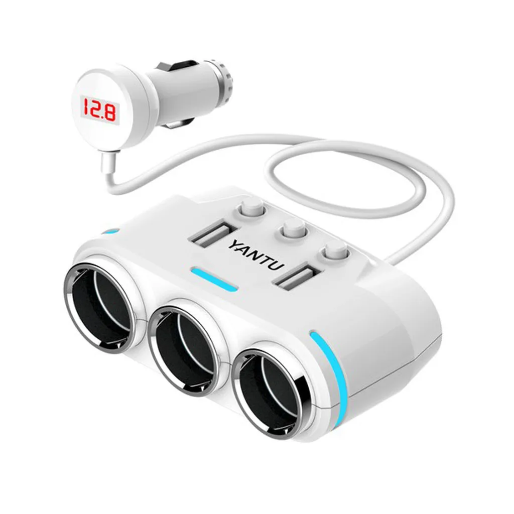 Мульти 3 Way 12V Multi Socket разветвитель автомобильного прикуривателя USB DC зарядное