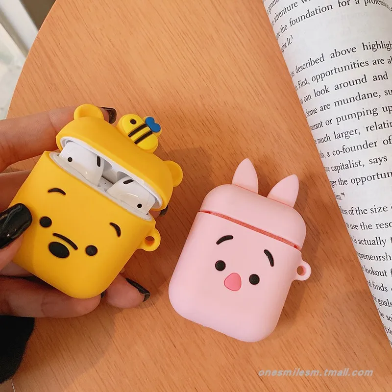 

Airpods 2 earphone protective cover 3D fun, clean and cute cartoon silicone protective cover, suitable for Apple Airpods 1/2