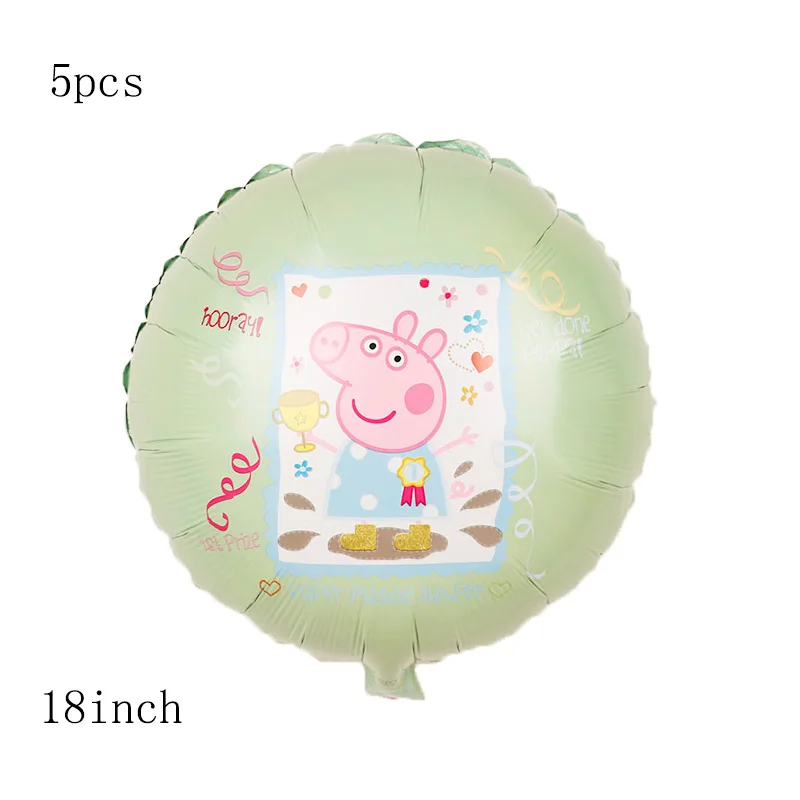 1set-5pcs 1 комплект со Свинкой Пеппой; Фольга шарики, День подарков будущей матери для маленьких мальчиков и девочек globos воздушный шар для детей Дети 1st День рождения украшения для детей - Цвет: 1set-5pcs