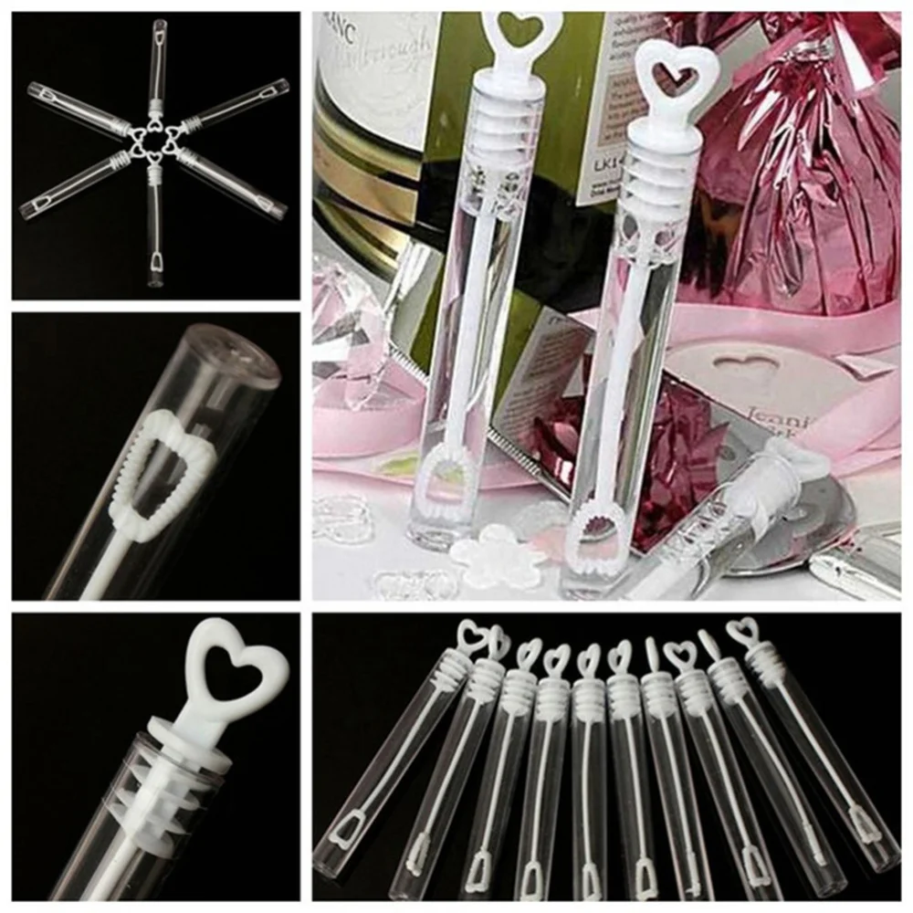 

48pcs Wedding Bubble Wand Heart Tube Bubble Stick Party Favours Table Decoration Party Accessories