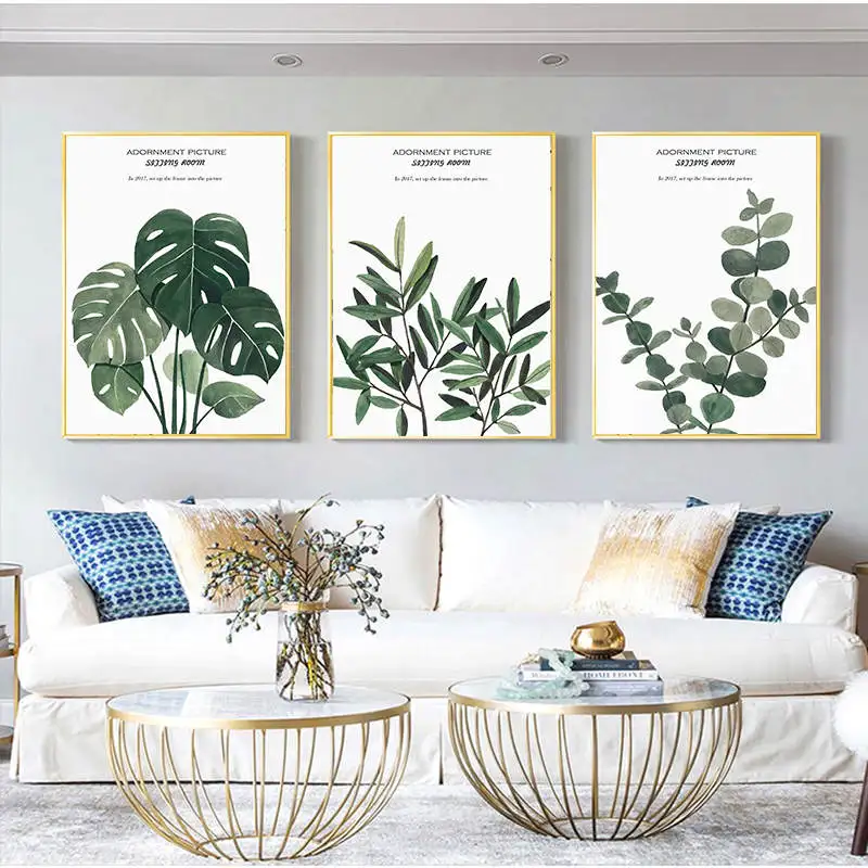 Зеленое растение для украшения дома настенная живопись на холсте скандинавские