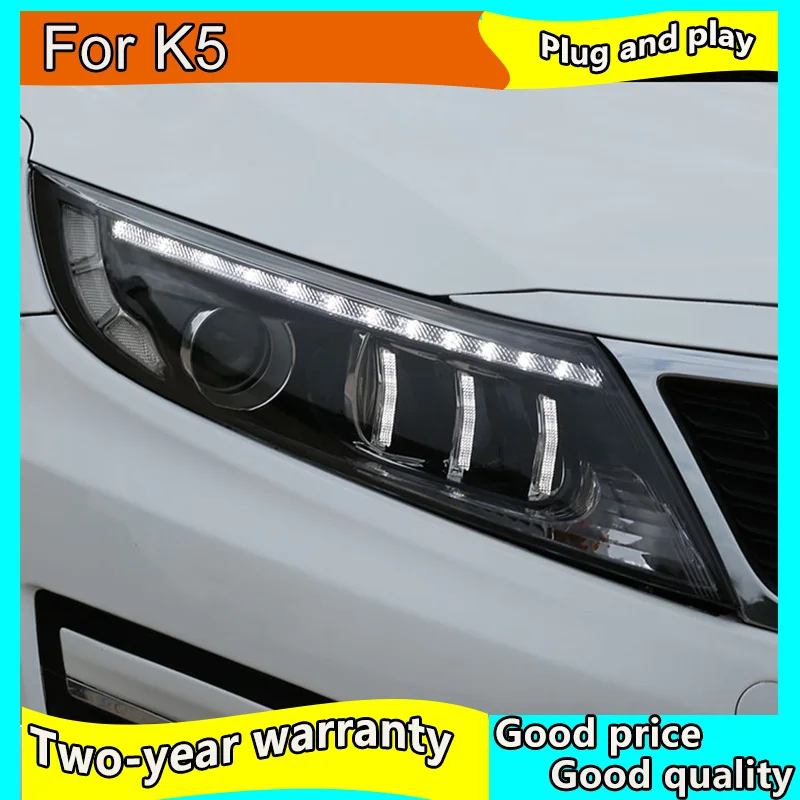 

Автомобильный Стайлинг для Kia K5Headlights 2014-новинка 2015 Оптима светодиодный задний фонарь светодиодный DRL Bi Xenon объектив дальнего света парковка ...
