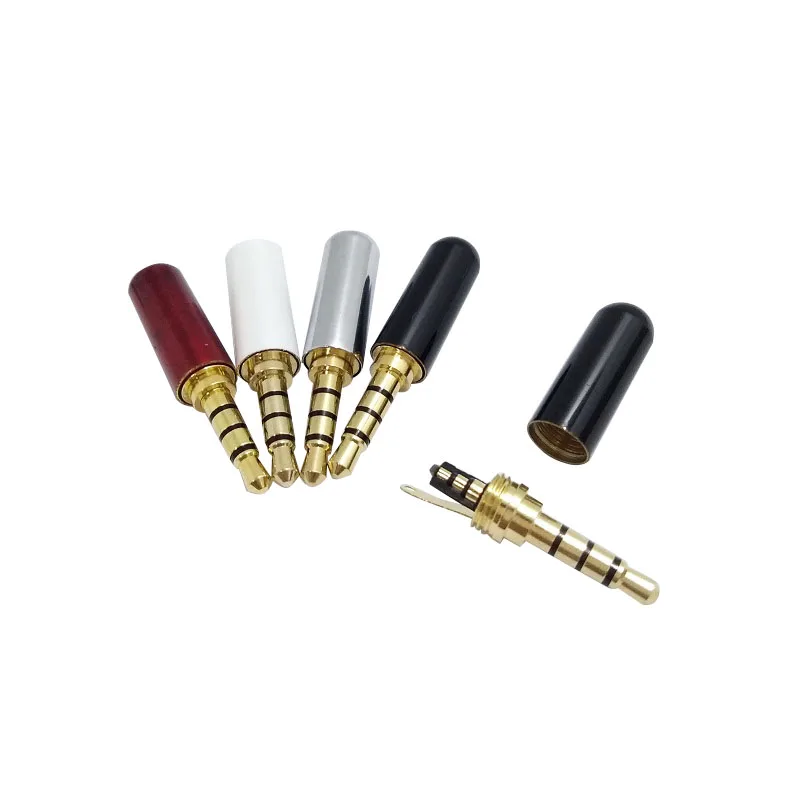 Позолоченный штекер для наушников 3 5 мм 2 шт. 4 полюсный проводной разъем сотового