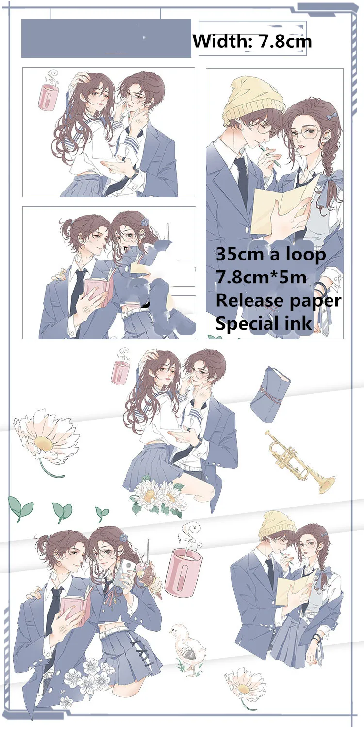 

Lovely boy girl Animation lovers decoration washi Tape DIY Stationery sticker planner Diary scrapbooking masking tape Escolar
