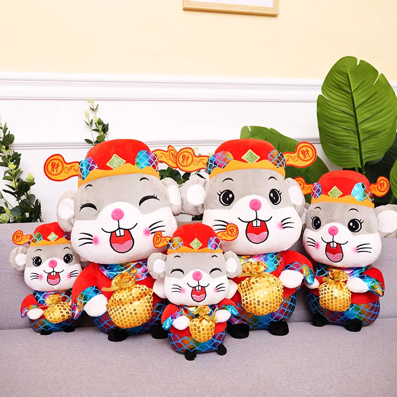 Милый новогодний мышонок плюшевая игрушка Китайский Зодиак крыса кукла Doft Бог