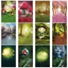 Весенний пейзаж Neoback, фон с изображением страны чудес, луга, сказочный лес, дети, Новорожденные, грибы, эльфы, цветы, искусство