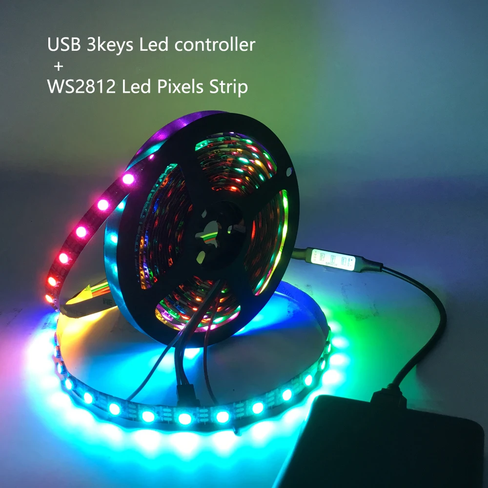 Светодиодная лента WS2812B с 3 кнопками 5 в постоянного тока контроллер RGB 5050