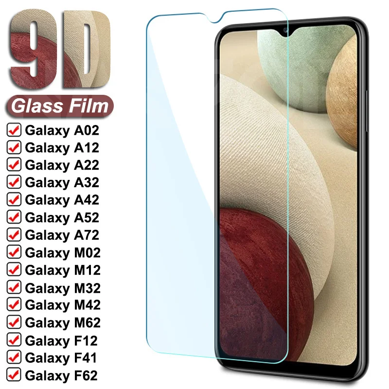 

9D Protective Glass For Samsung Galaxy A02 A12 A22 A32 A42 A52 A72 Tempered Glass on F12 F41 F62 M02 M12 M32 M42 M62 Screen Film