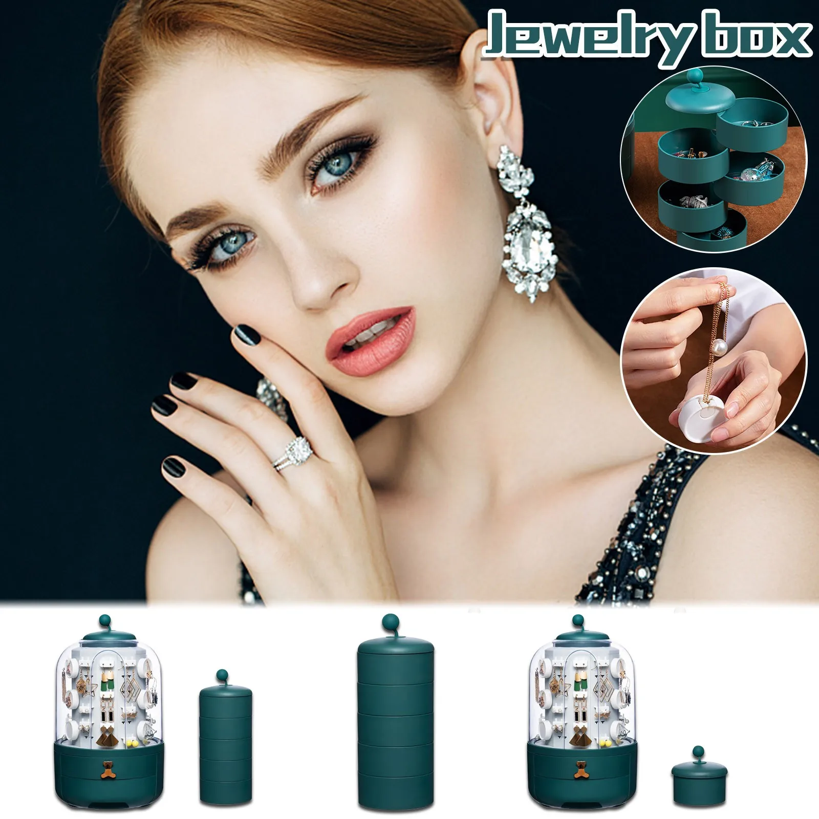 

Home Jewelry Earrings Necklace Ring Display Stand Large Capacity Jewelry Storage Box Organizer Holder