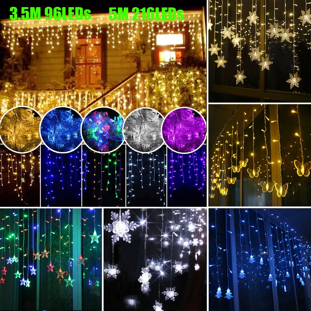 СВЕТОДИОДНАЯ Гирлянда в виде сосулек с подключением Рождественский шнурок для