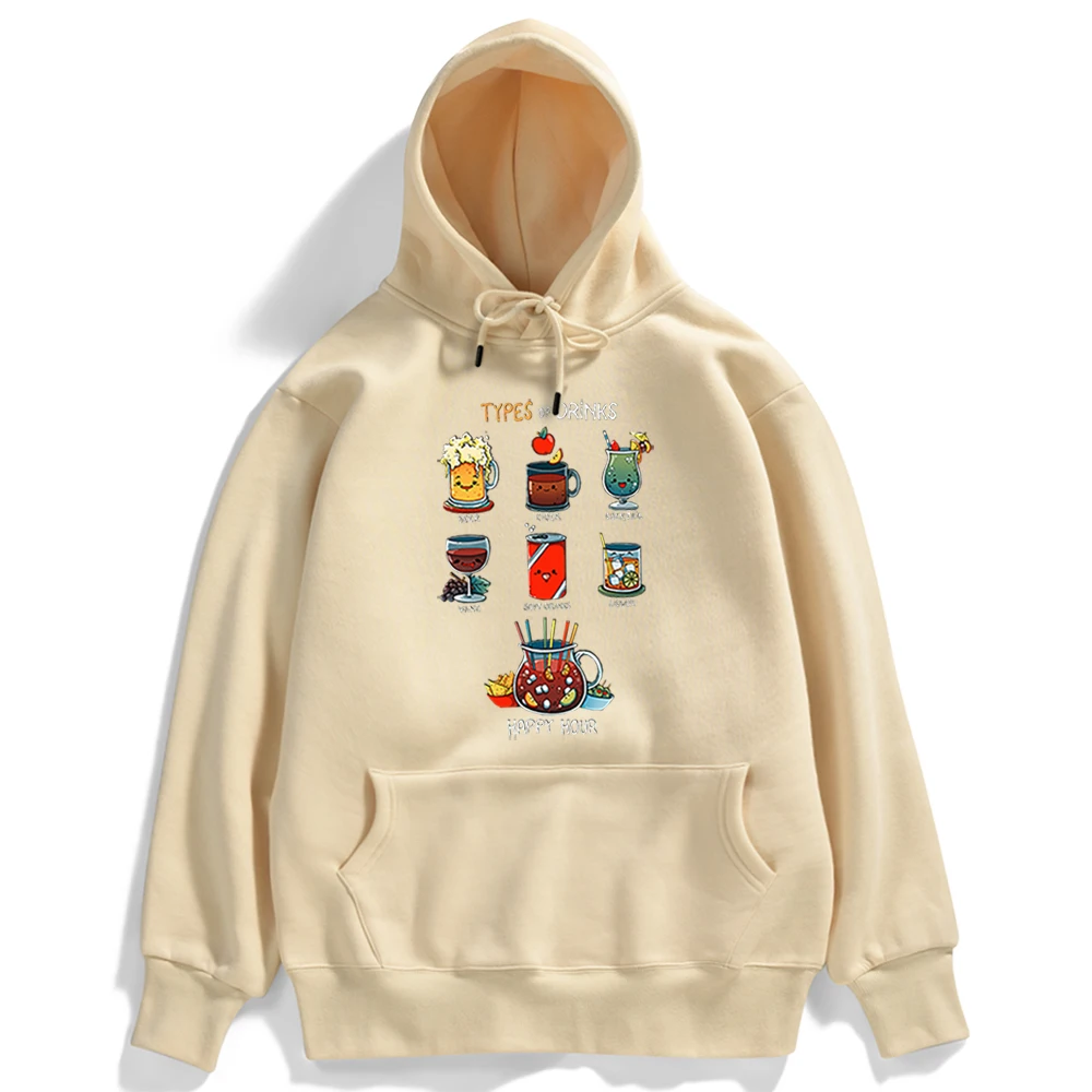 

Cartoon Various Drinks Womens Hoodie Creativity Pullover Hoodies Casual Loose Sweatshirt Harajuku Crewneck Women Clothes