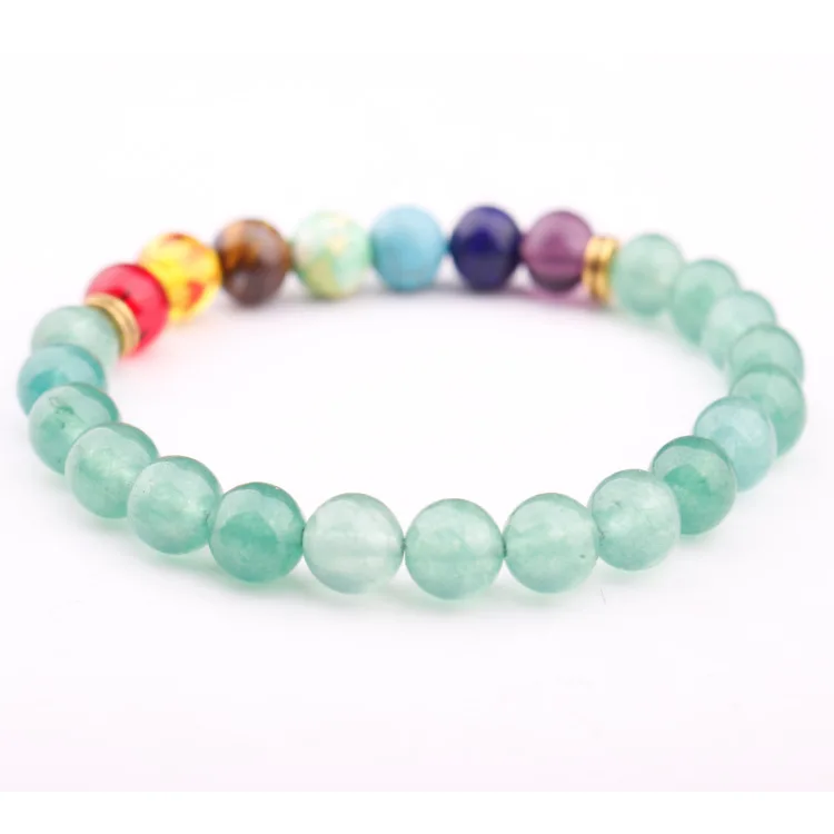 

Meajoe 8mm Seven Chakra Crystal Stone Bracelet Natural Energy Yoga Bead Beaded Bracelet Jewelry Wholesale