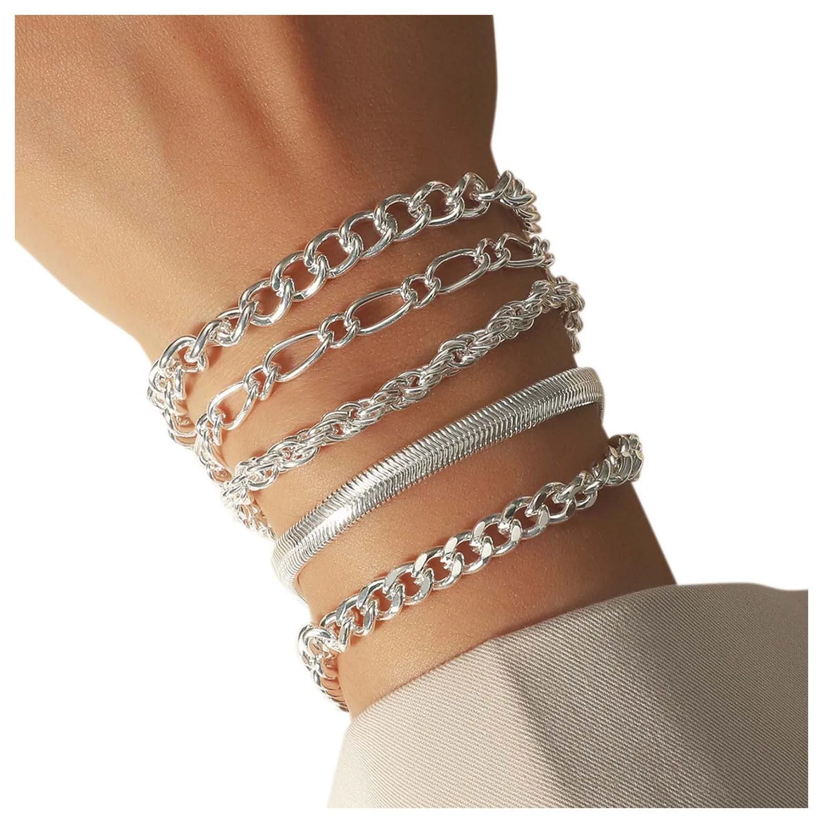 

2021 Fashion 5pcs/set Women's Bracelet Popular Five Set Chain Bracelets Best Jewelry Gift