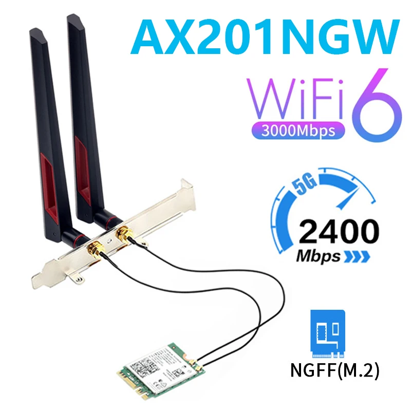 

Wi-Fi6 Intel AX201 M.2 Key E CNVio2 Wi-Fi карта двухдиапазонный 5,1 Мбит/с беспроводной Bluetooth 2,4 802 ГГц/5 ГГц. 11ac/ax поддержка window11