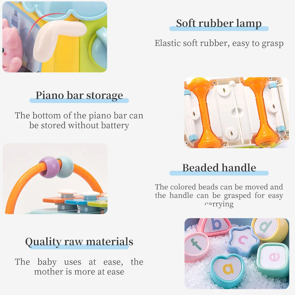 

Plastic Music Baby Bus Toys Hand Play Knocking Hit Piano Musical Instruments Early Education Learning Toys for Children Kids